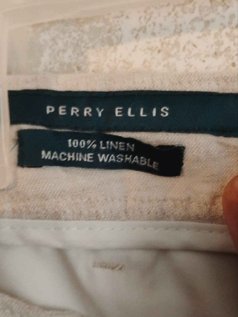 Men's Perry Ellis 100% Linen Casual Beige Pants - Picture 4 of 7